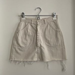 Khaki colored mini skirt